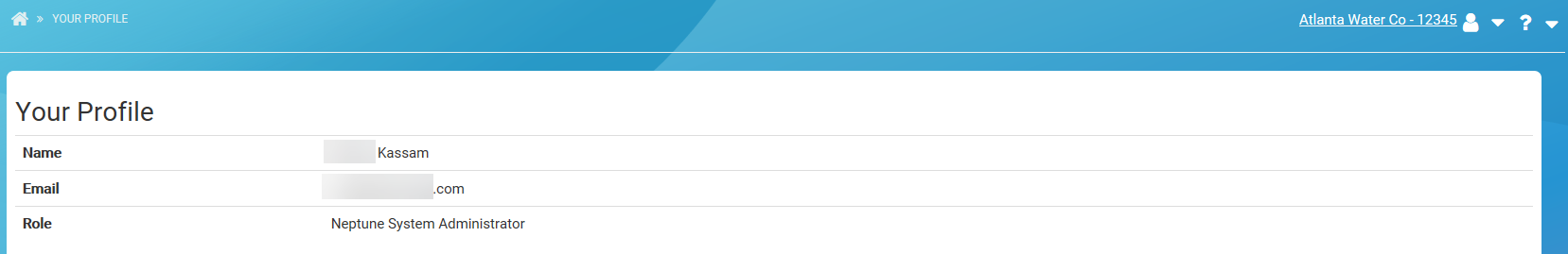 Image of the User Profile window that shows your name, email, and role